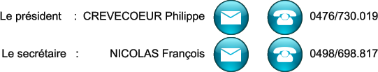 Le prsident    :  CREVECOEUR Philippe   Le secrtaire   :          NICOLAS Franois   0476/730.019   0498/698.817